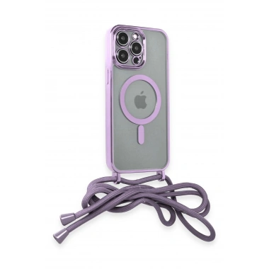 Mey İthalat®  iPhone 12 Pro Kılıf Divo Lazer Askılı Magsafe Kapak - Lila