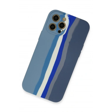Mey İthalat® iPhone 12 Pro Kılıf Ebruli Lansman Silikon - Mavi-Gri