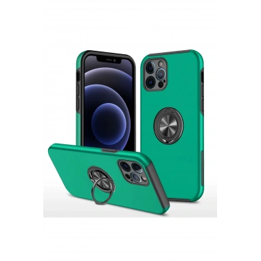 Mey İthalat®  iPhone 12 Pro Kılıf Elit Yüzüklü Kapak - Yeşil
