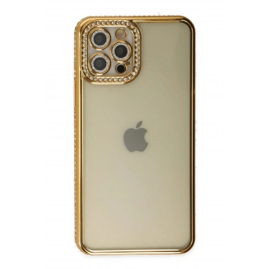 Mey İthalat® iPhone 12 Pro Kılıf Joke Taşlı Silikon - Gold