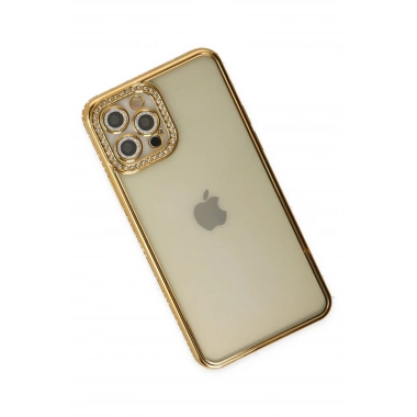 Mey İthalat® iPhone 12 Pro Kılıf Joke Taşlı Silikon - Gold