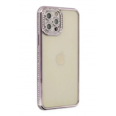 Mey İthalat® iPhone 12 Pro Kılıf Joke Taşlı Silikon - Mor