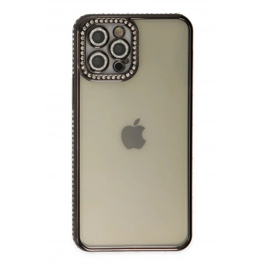 Mey İthalat® iPhone 12 Pro Kılıf Joke Taşlı Silikon - Siyah