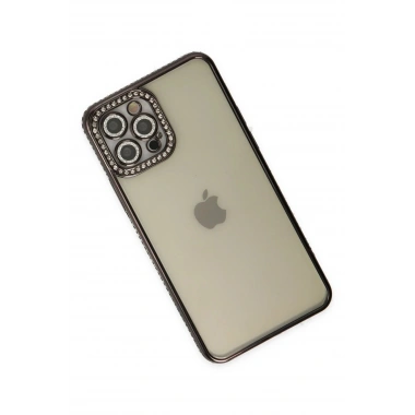 Mey İthalat® iPhone 12 Pro Kılıf Joke Taşlı Silikon - Siyah