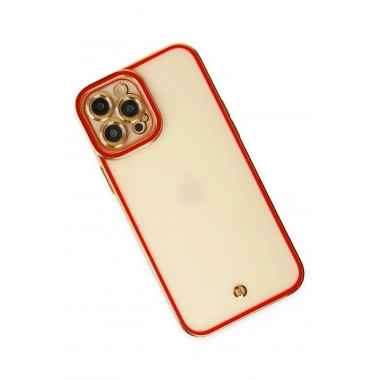 Mey İthalat® iPhone 12 Pro Kılıf Liva Lens Silikon - Kırmızı