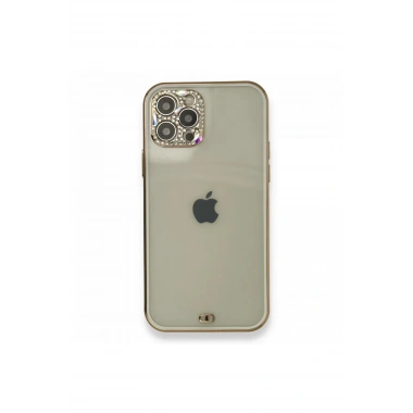 Mey İthalat® iPhone 12 Pro Kılıf Liva Taşlı Silikon - Beyaz