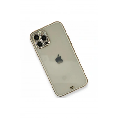 Mey İthalat® iPhone 12 Pro Kılıf Liva Taşlı Silikon - Beyaz
