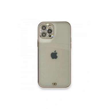 Mey İthalat®  iPhone 12 Pro Kılıf Liva Taşlı Silikon - Mor