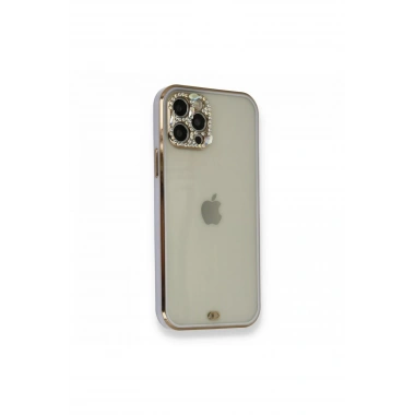 Mey İthalat®  iPhone 12 Pro Kılıf Liva Taşlı Silikon - Mor