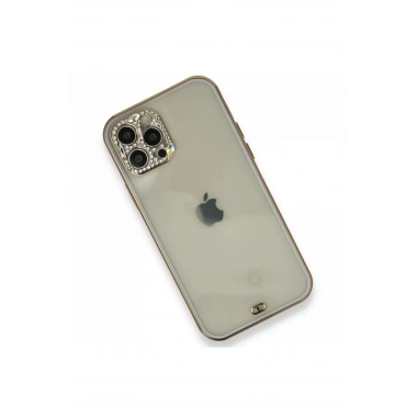 Mey İthalat®  iPhone 12 Pro Kılıf Liva Taşlı Silikon - Mor