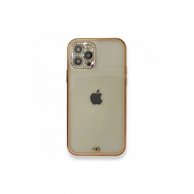 Mey İthalat® iPhone 12 Pro Kılıf Liva Taşlı Silikon - Pembe