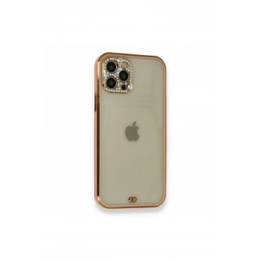 Mey İthalat® iPhone 12 Pro Kılıf Liva Taşlı Silikon - Pembe