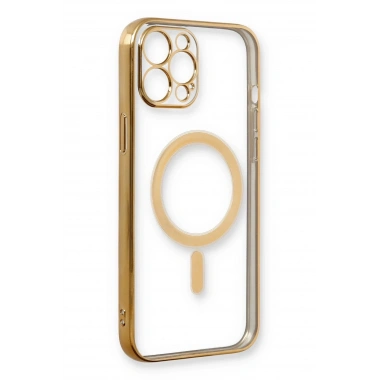 Mey İthalat® iPhone 12 Pro Kılıf Magneticsafe Lazer Silikon - Gold