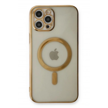 Mey İthalat® iPhone 12 Pro Kılıf Magneticsafe Lazer Silikon - Gold