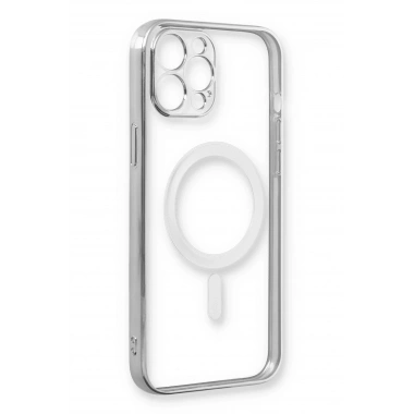 Mey İthalat® iPhone 12 Pro Kılıf Magneticsafe Lazer Silikon - Gümüş