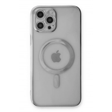 Mey İthalat® iPhone 12 Pro Kılıf Magneticsafe Lazer Silikon - Gümüş