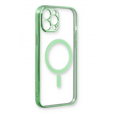 Mey İthalat® iPhone 12 Pro Kılıf Magneticsafe Lazer Silikon - Haki Yeşil