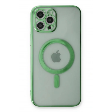 Mey İthalat® iPhone 12 Pro Kılıf Magneticsafe Lazer Silikon - Haki Yeşil