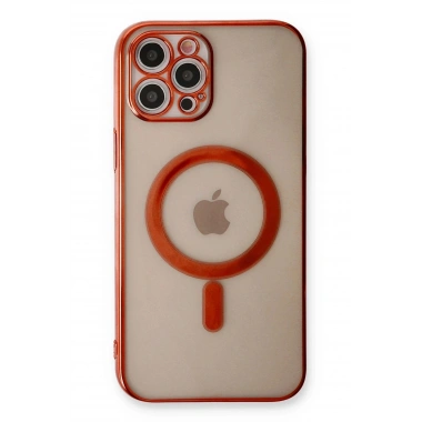 Mey İthalat®  iPhone 12 Pro Kılıf Magneticsafe Lazer Silikon - Kırmızı