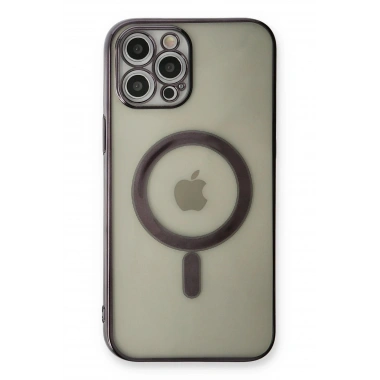 Mey İthalat® iPhone 12 Pro Kılıf Magneticsafe Lazer Silikon - Siyah