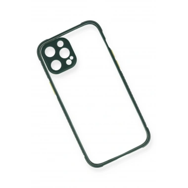 Mey İthalat®  iPhone 12 Pro Kılıf Miami Şeffaf Silikon - Koyu Yeşil