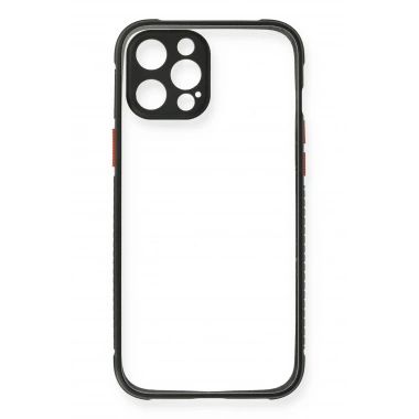 Mey İthalat® iPhone 12 Pro Kılıf Miami Şeffaf Silikon - Siyah