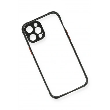 Mey İthalat® iPhone 12 Pro Kılıf Miami Şeffaf Silikon - Siyah