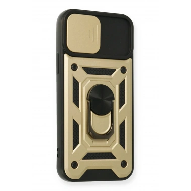 Mey İthalat®  iPhone 12 Pro Kılıf Pars Lens Yüzüklü Silikon - Gold