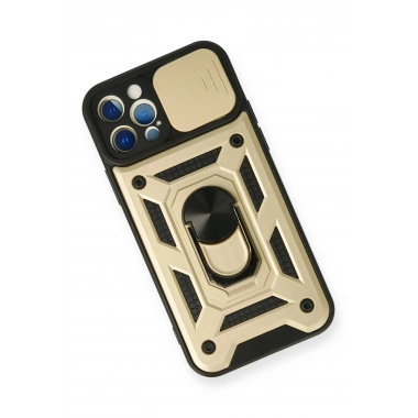 Mey İthalat®  iPhone 12 Pro Kılıf Pars Lens Yüzüklü Silikon - Gold