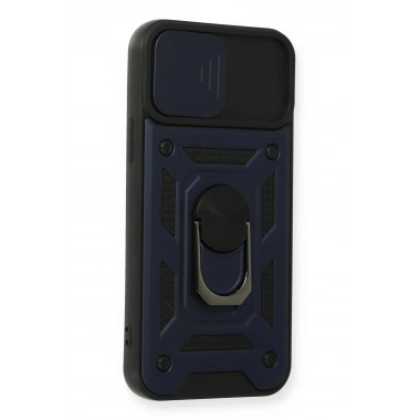 Mey İthalat®  iPhone 12 Pro Kılıf Pars Lens Yüzüklü Silikon - Lacivert