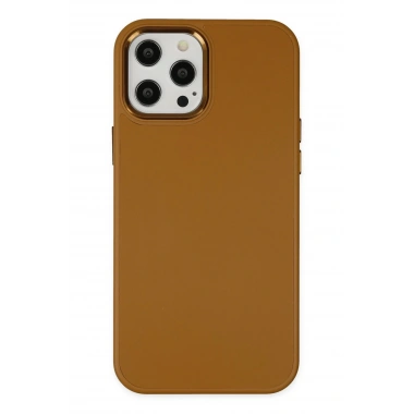 Mey İthalat® iPhone 12 Pro Max Kılıf Asya Deri Silikon - Kahverengi