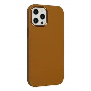 Mey İthalat® iPhone 12 Pro Max Kılıf Asya Deri Silikon - Kahverengi