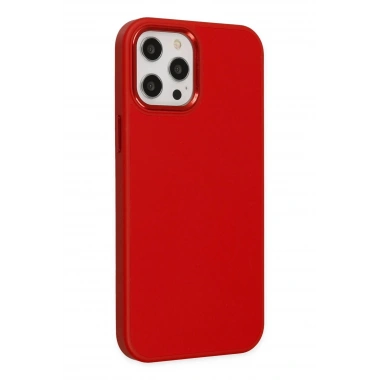 Mey İthalat®  iPhone 12 Pro Max Kılıf Asya Deri Silikon - Kırmızı