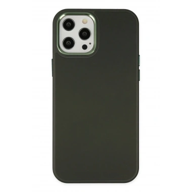 Mey İthalat® iPhone 12 Pro Max Kılıf Asya Deri Silikon - Koyu Yeşil