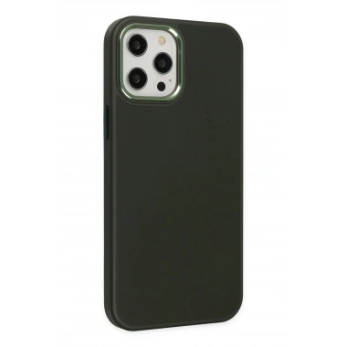 Mey İthalat® iPhone 12 Pro Max Kılıf Asya Deri Silikon - Koyu Yeşil