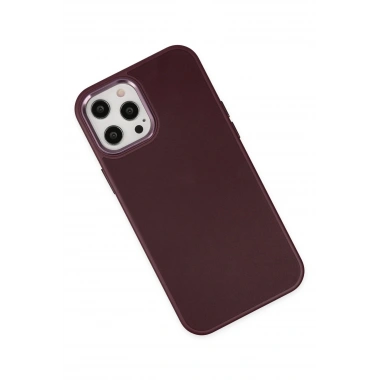 Mey İthalat® iPhone 12 Pro Max Kılıf Asya Deri Silikon - Mürdüm