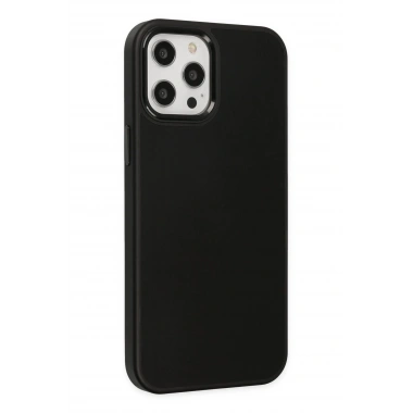 Mey İthalat® iPhone 12 Pro Max Kılıf Asya Deri Silikon - Siyah