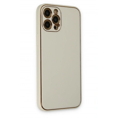 Mey İthalat®  iPhone 12 Pro Max Kılıf Coco Deri Silikon Kapak - Beyaz