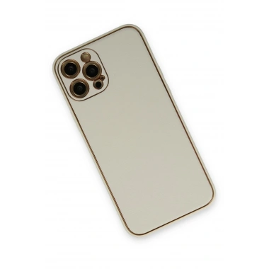 Mey İthalat®  iPhone 12 Pro Max Kılıf Coco Deri Silikon Kapak - Beyaz