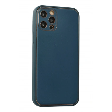 Mey İthalat®  iPhone 12 Pro Max Kılıf Coco Deri Silikon Kapak - Mavi