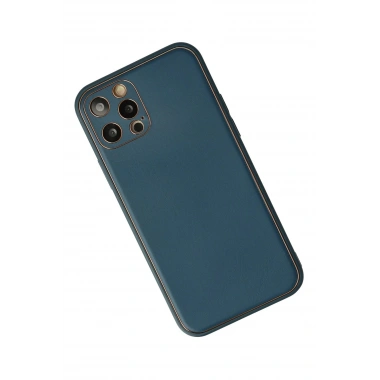 Mey İthalat®  iPhone 12 Pro Max Kılıf Coco Deri Silikon Kapak - Mavi