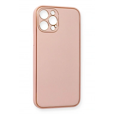 Mey İthalat®  iPhone 12 Pro Max Kılıf Coco Deri Silikon Kapak - Pembe