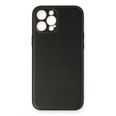 Mey İthalat®  iPhone 12 Pro Max Kılıf Coco Deri Silikon Kapak - Siyah