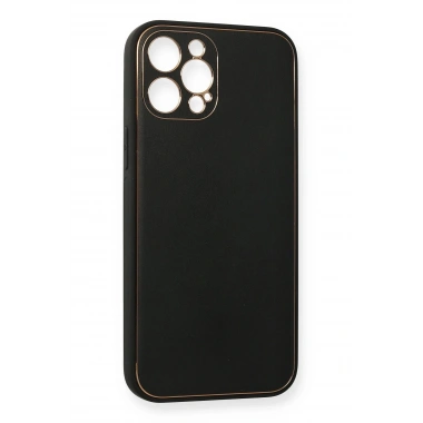Mey İthalat®  iPhone 12 Pro Max Kılıf Coco Deri Silikon Kapak - Siyah