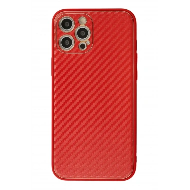 Mey İthalat®  iPhone 12 Pro Max Kılıf Coco Karbon Silikon - Kırmızı