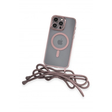 Mey İthalat®  iPhone 12 Pro Max Kılıf Divo Lazer Askılı Magsafe Kapak - Pembe