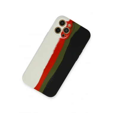 Mey İthalat® iPhone 12 Pro Max Kılıf Ebruli Lansman Silikon - Beyaz-Siyah