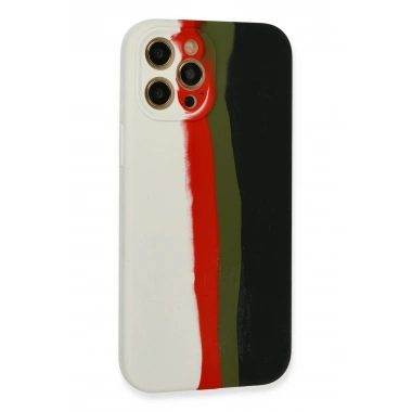 Mey İthalat® iPhone 12 Pro Max Kılıf Ebruli Lansman Silikon - Beyaz-Siyah