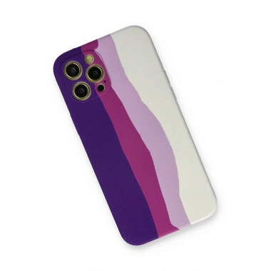 Mey İthalat® iPhone 12 Pro Max Kılıf Ebruli Lansman Silikon - Mor-Beyaz