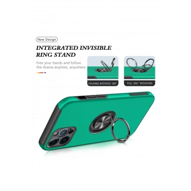 Mey İthalat®  iPhone 12 Pro Max Kılıf Elit Yüzüklü Kapak - Yeşil